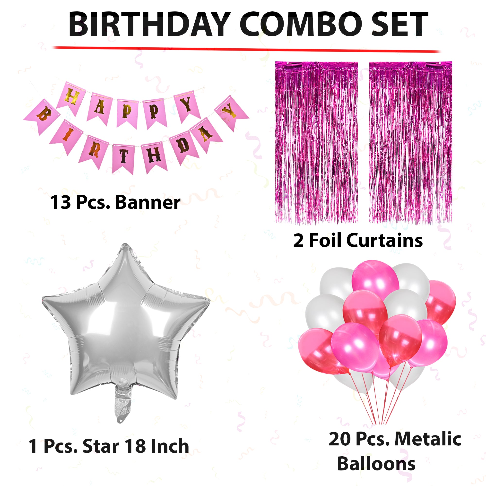 Pink & Silver Birthday Combo Set