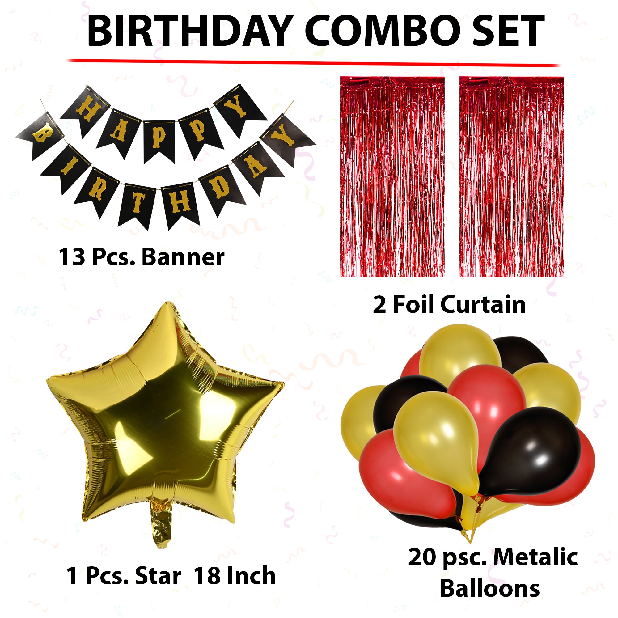 Red / Yellow & Black Birthday Combo set