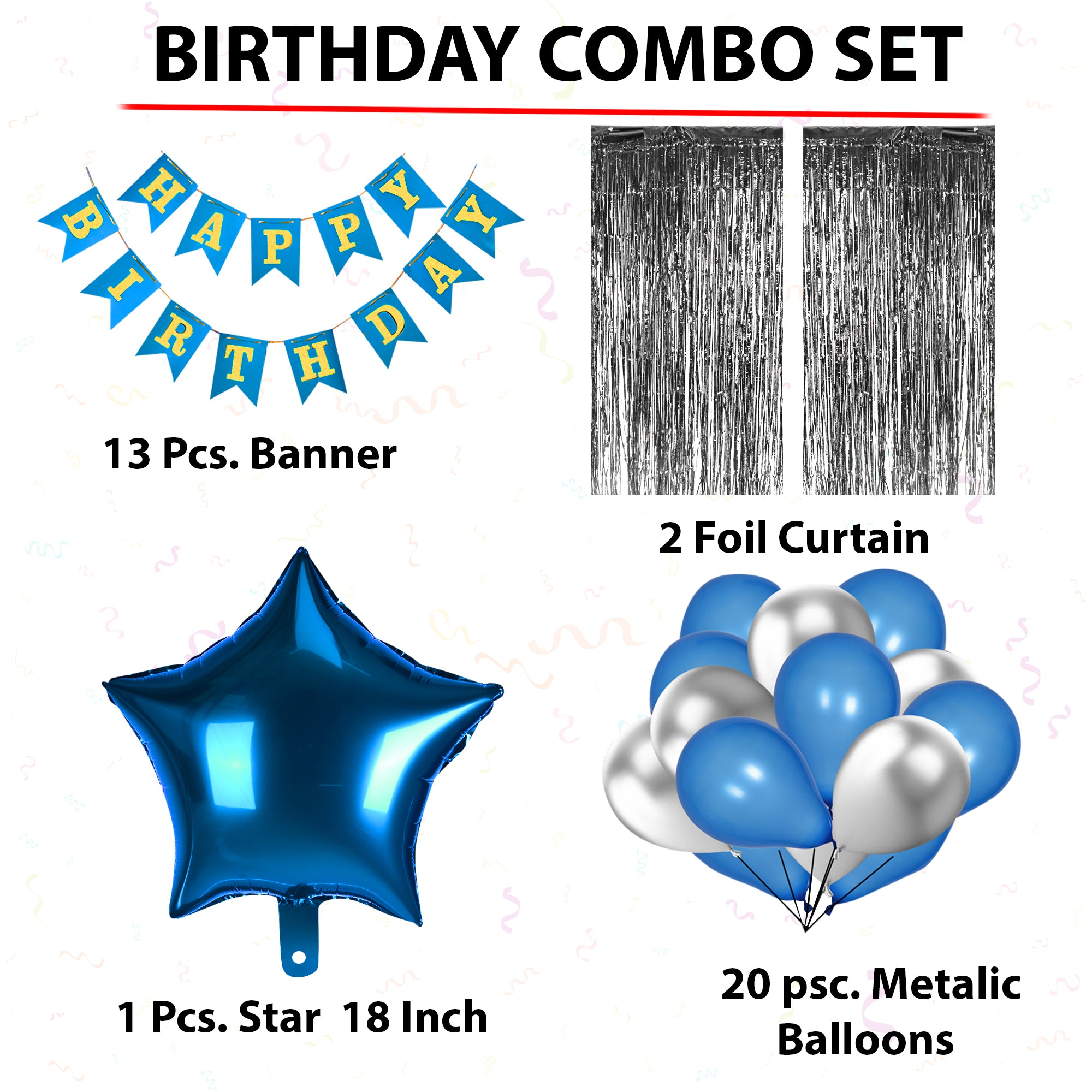 Blue / Silver Birthday Combo Set