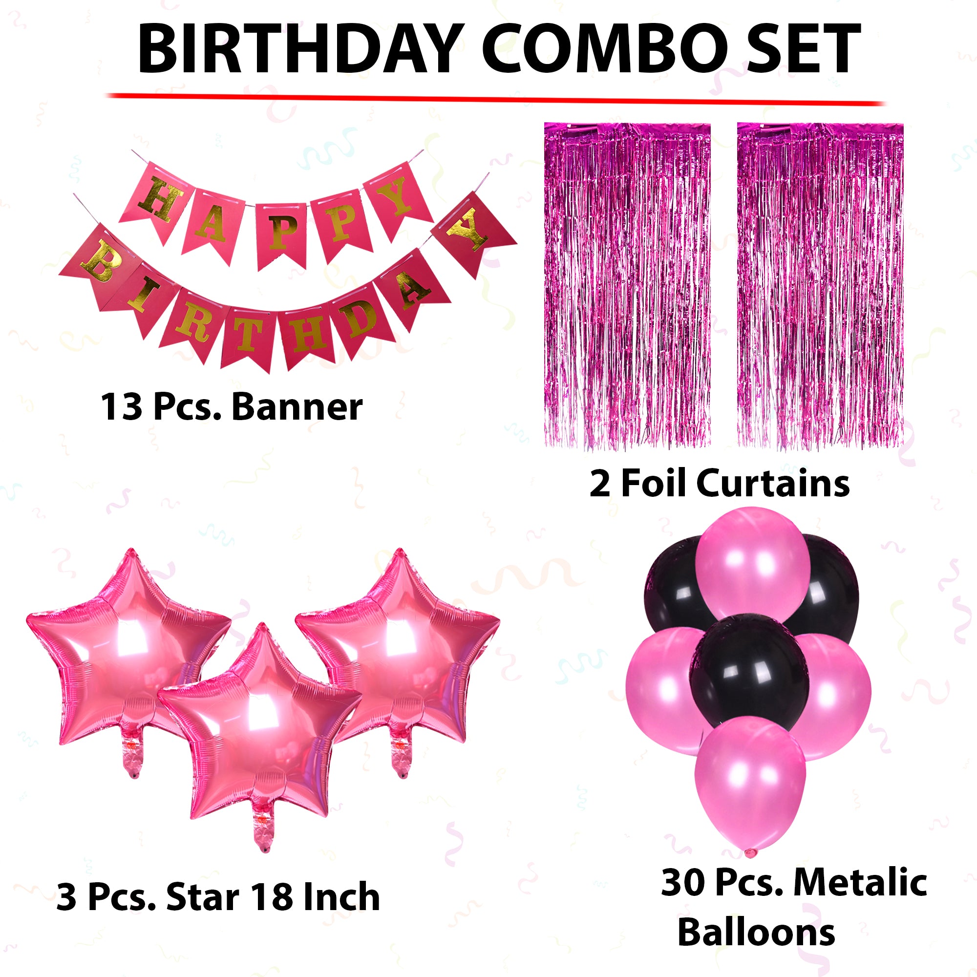 Pink & Black Birthday Combo Set