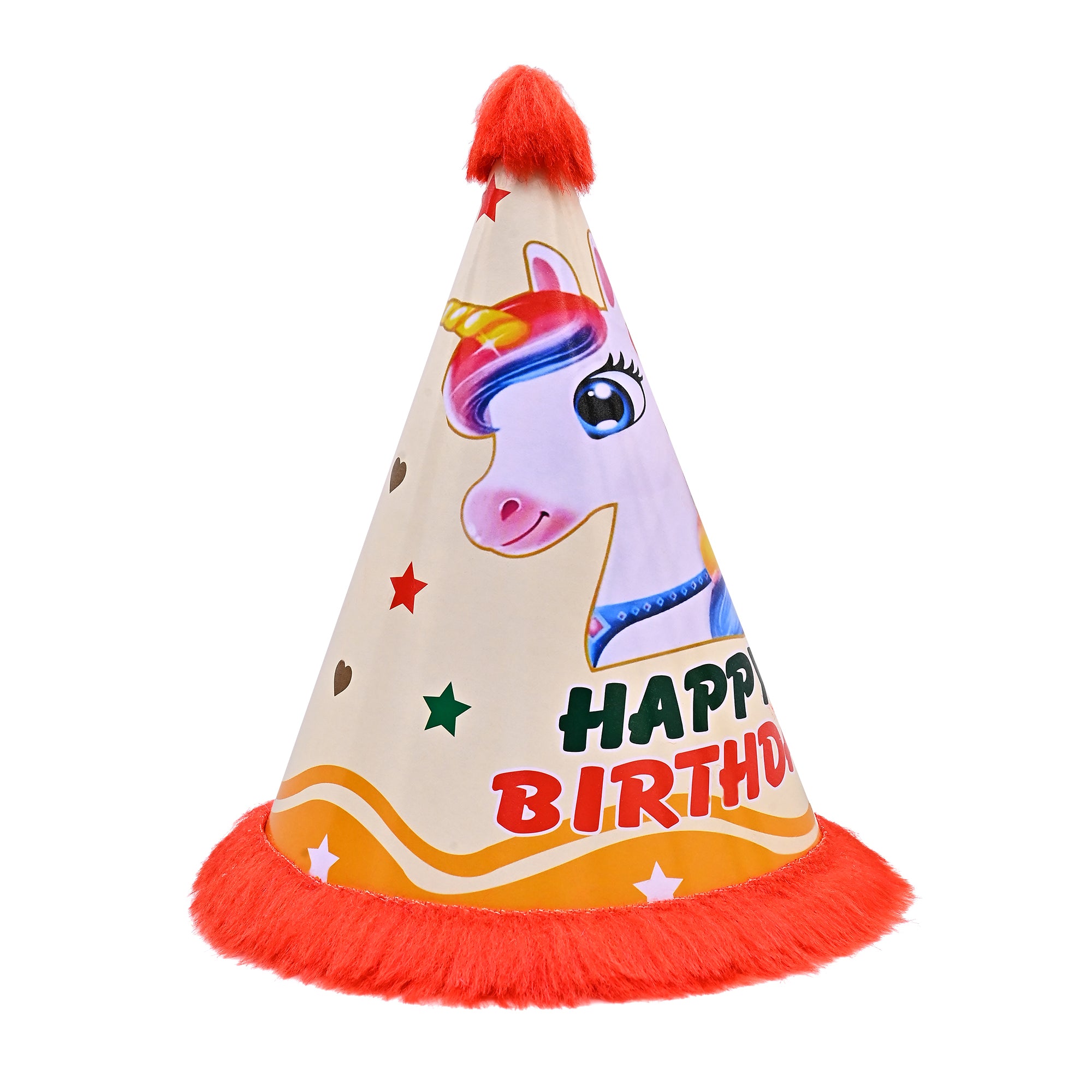 10 Unicorn Birthday caps ( Orange )