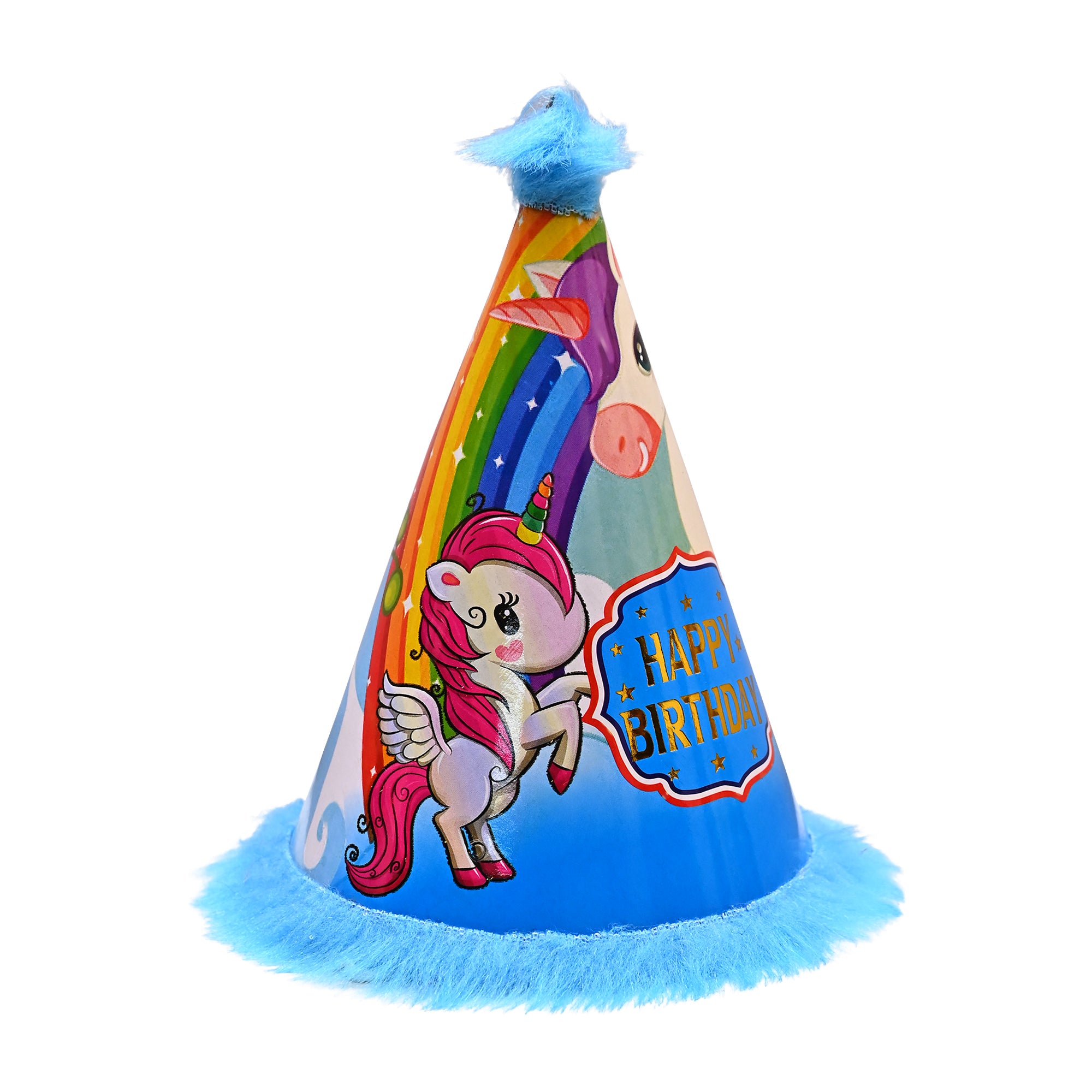 10 Unicorn Birthday Caps ( Blue )