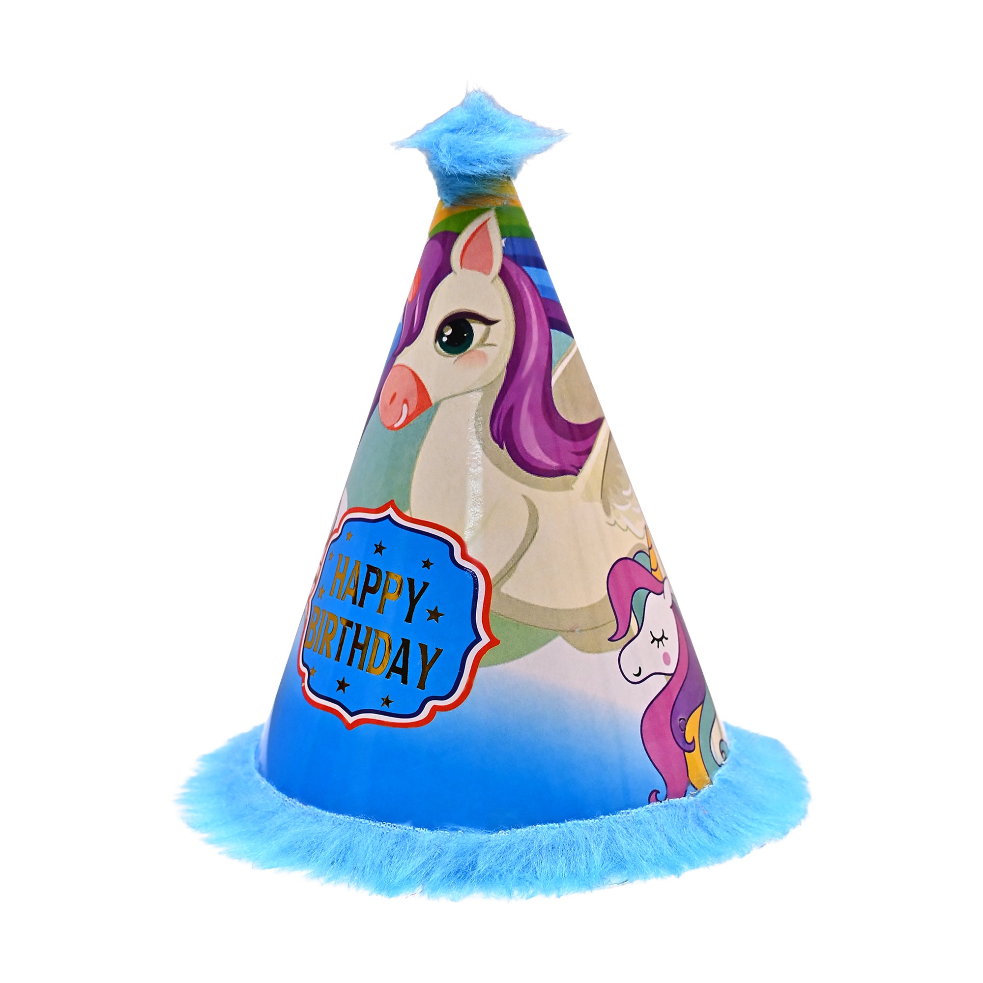10 Unicorn Birthday Caps ( Blue )