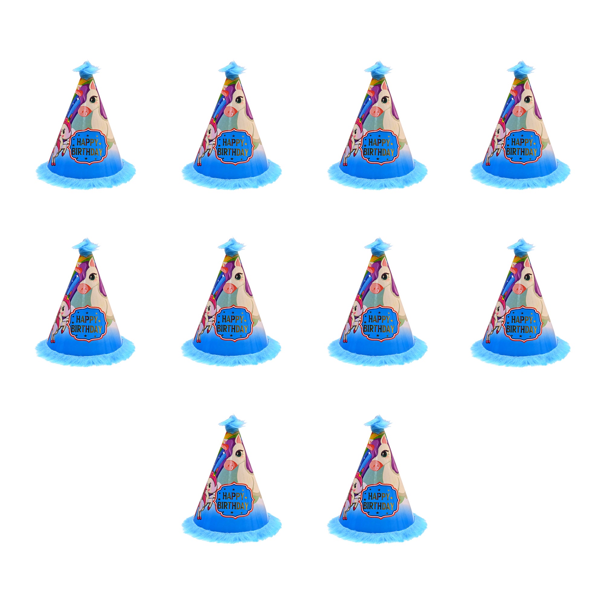 10 Unicorn Birthday Caps ( Blue )