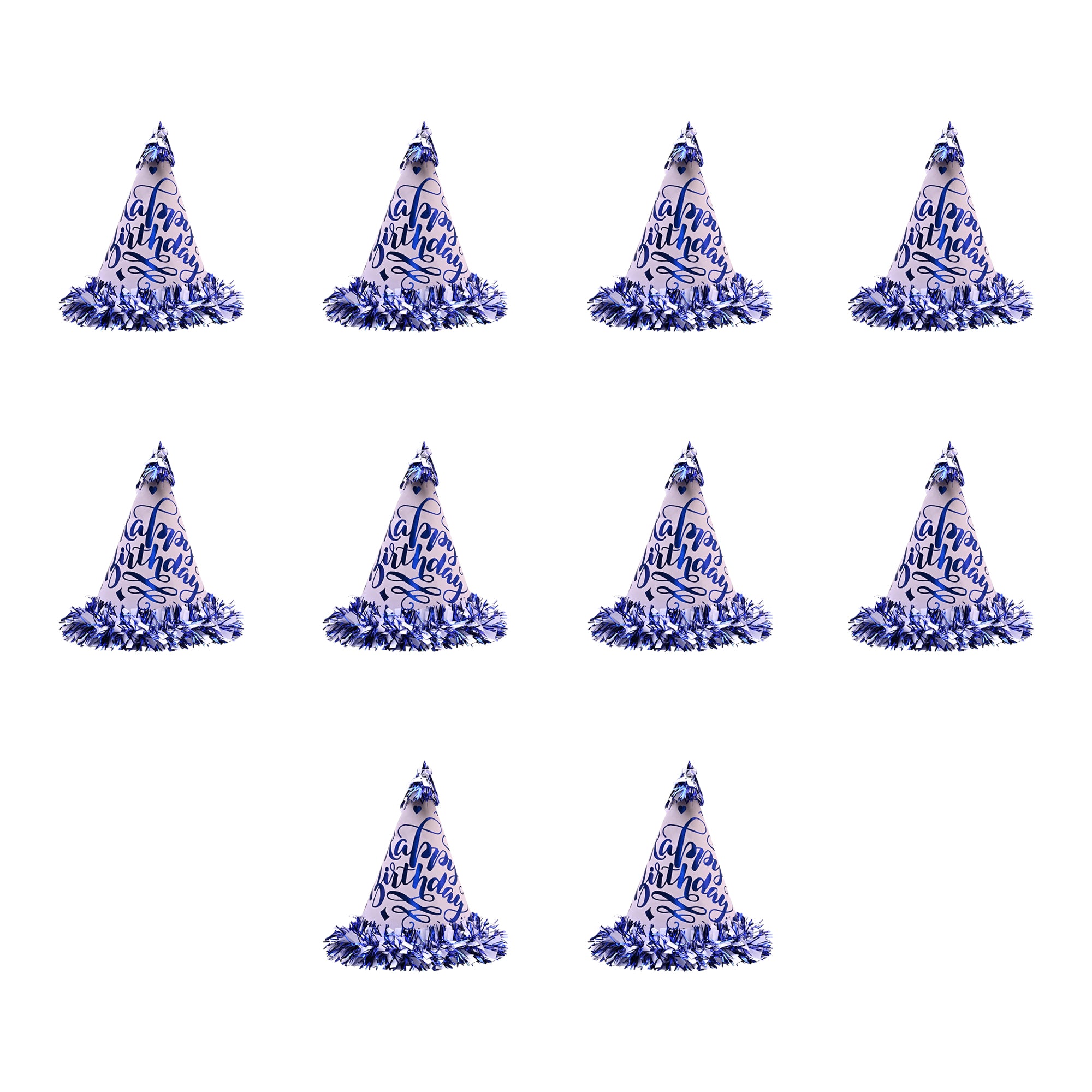 10 Happy Birthday Caps Blue