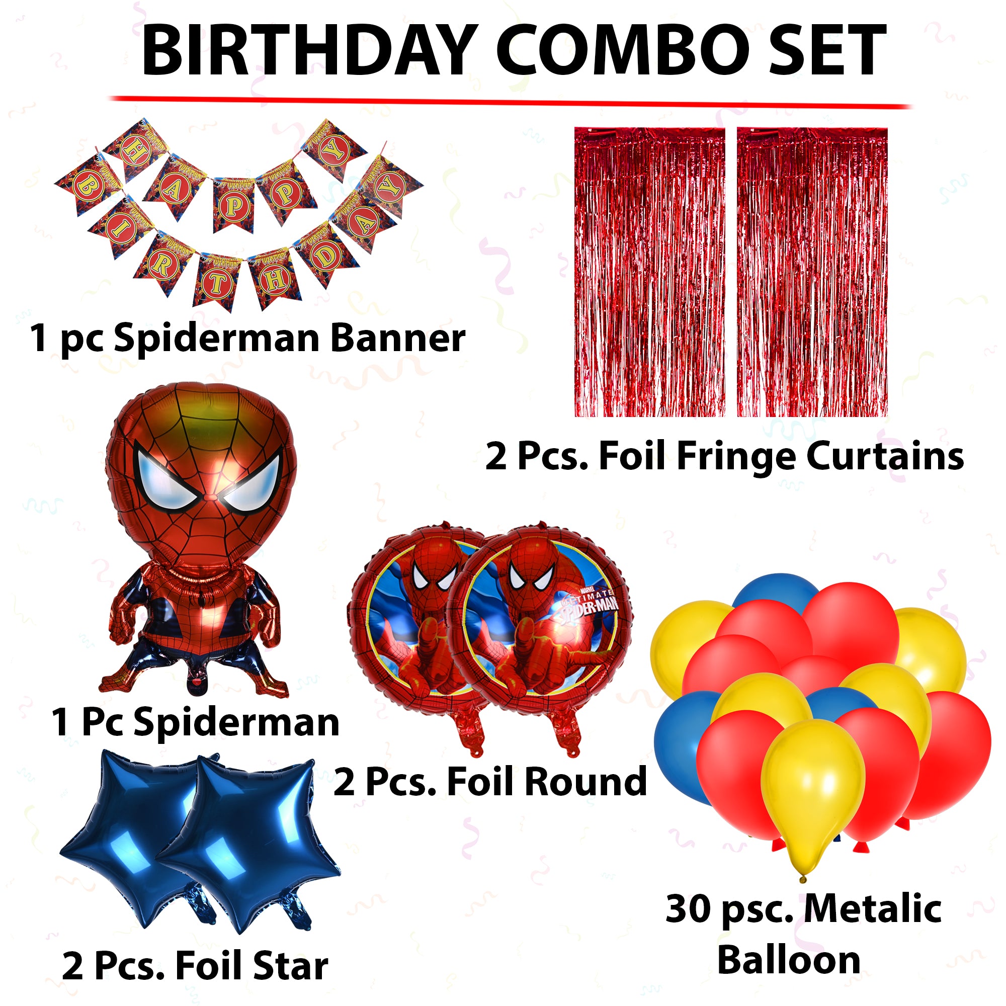 Red Spiderman Birthday Combo Set