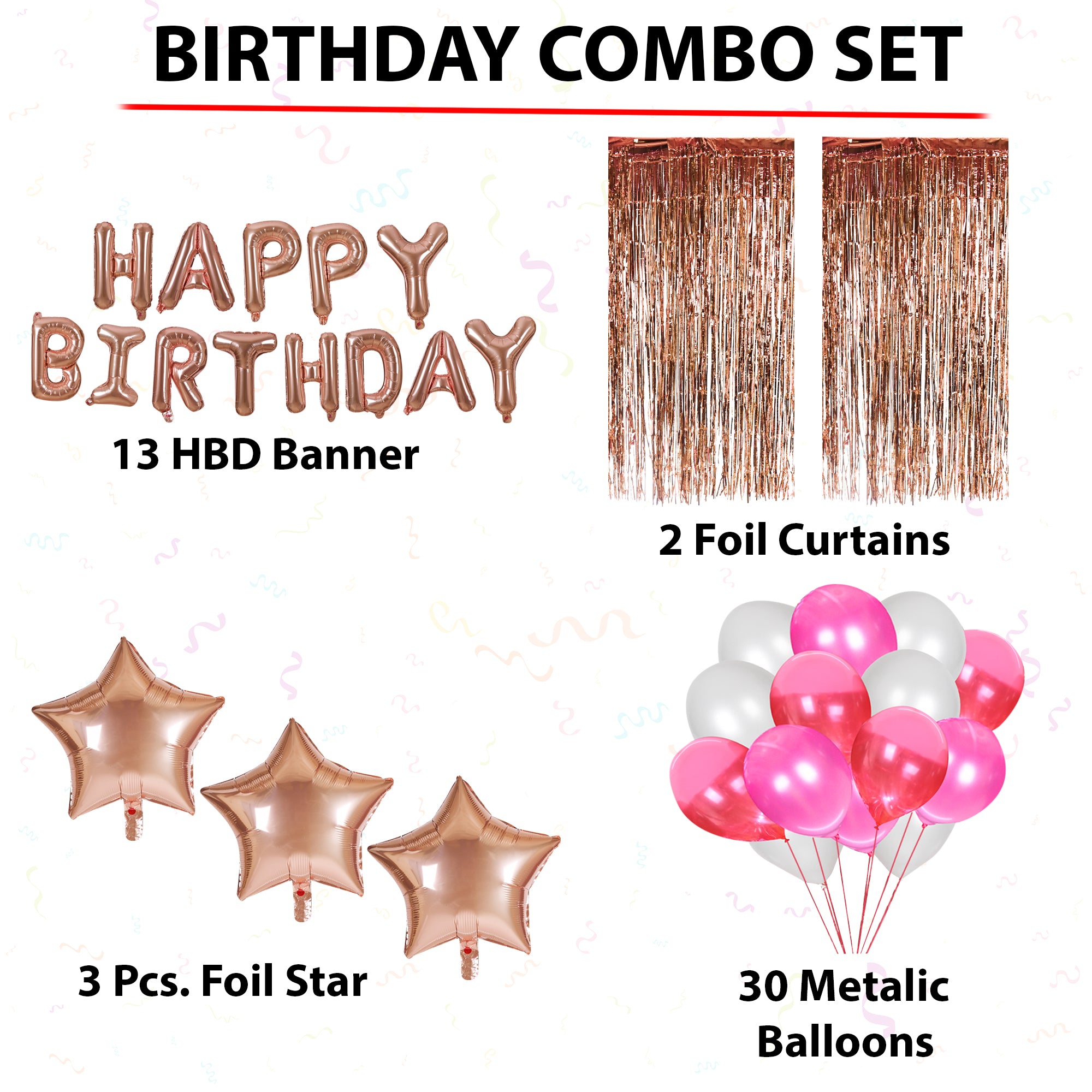 Colors ( Pink & White ) Birthday Party Combo Set